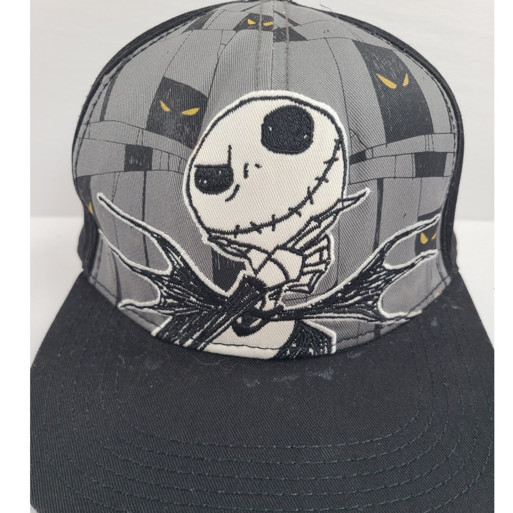 Disney Nightmare Before Christmas Jack Skellington Snapback Hat Black‎ Gray Flat